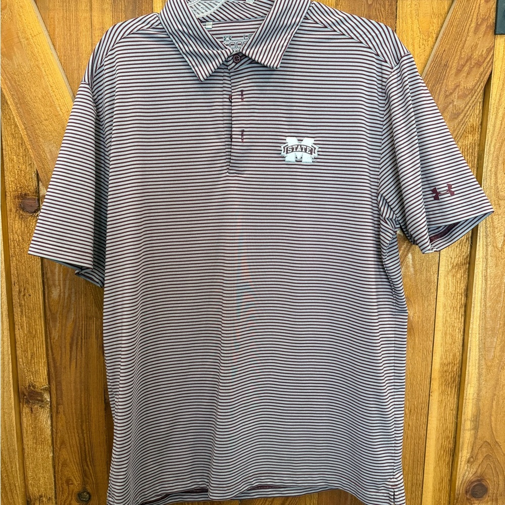 Mississippi State Under Armour Striped Polo LG